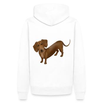 Hund - Dackel - Männer Premium Bio Hoodie - Weiß - Hinten - Nico (187cm)
