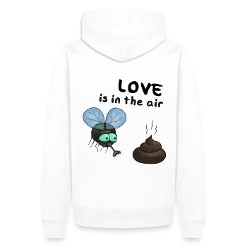 Fly Poop Love est dans l'air - Sweat à capuche Premium bio Homme - blanc - Dos - Nico (187cm)