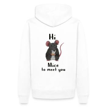 Doux souris / rat - ravi de vous rencontrer - Sweat à capuche Premium bio Homme - blanc - Dos - Nico (187cm)