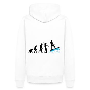Evolution - Surfing - Men’s Premium Organic Hoodie - white - Back - Nico (187cm)