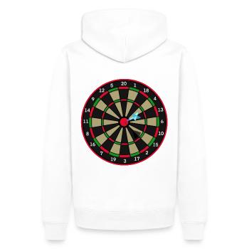 Dart - Pfeil - Männer Premium Bio Hoodie - Weiß - Hinten - Nico (187cm)