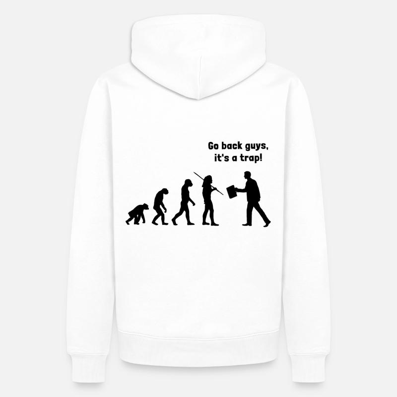 Evolution - retournez, c'est un piège - Sweat à capuche Premium bio Homme - blanc