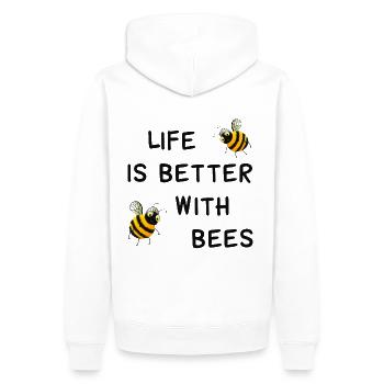 Bienen - Das Leben ist besser mit Bienen - Männer Premium Bio Hoodie - Weiß - Hinten - Nico (187cm)
