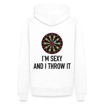 Dart je suis sexy et je le jette - Sweat à capuche Premium bio Homme - blanc - Dos - Nico (187cm)