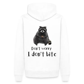 Waschbär - Don't worry I don't bite - Männer Premium Bio Hoodie - Weiß - Hinten - Nico (187cm)