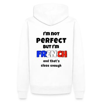Je ne suis pas parfait mais le français c'est assez proche - Sweat à capuche Premium bio Homme - blanc - Dos - Nico (187cm)