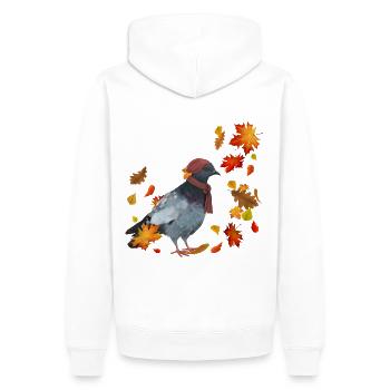 Colombe en automne avec des feuilles - Sweat à capuche Premium bio Homme - blanc - Dos - Nico (187cm)