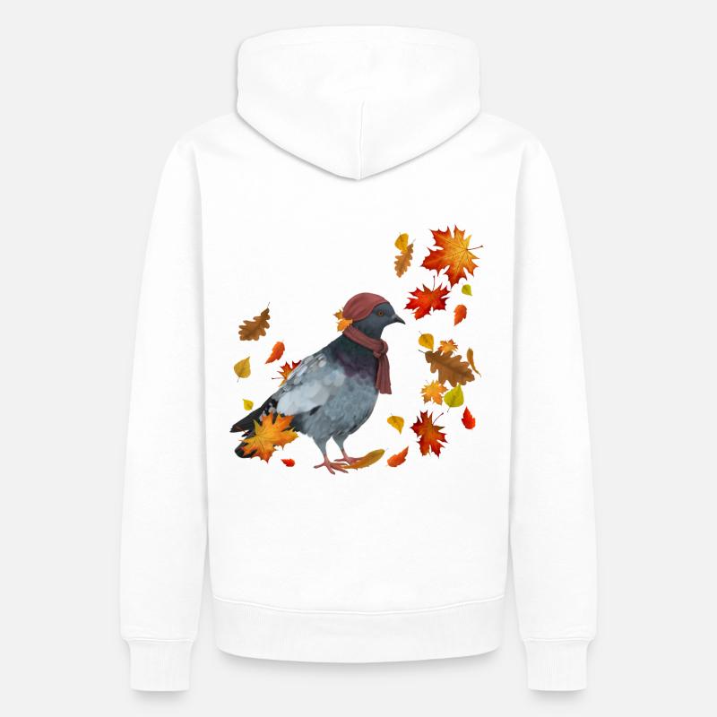 Taube im Herbst mit Blättern - Männer Premium Bio Hoodie - Weiß