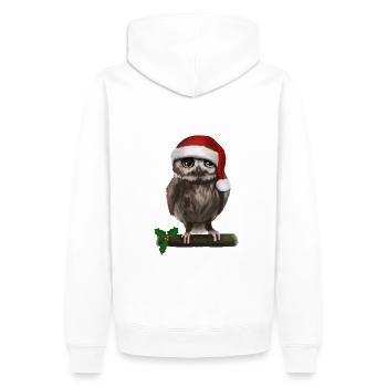 Weihnachten Uhu Eule - Bored - Männer Premium Bio Hoodie - Weiß - Hinten - Nico (187cm)