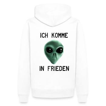 Alien - Ich komme in Frieden - Männer Premium Bio Hoodie - Weiß - Hinten - Nico (187cm)