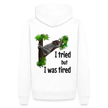 Sweet sloth - I tried but I was tiered - Men’s Premium Organic Hoodie - white - Back - Nico (187cm)
