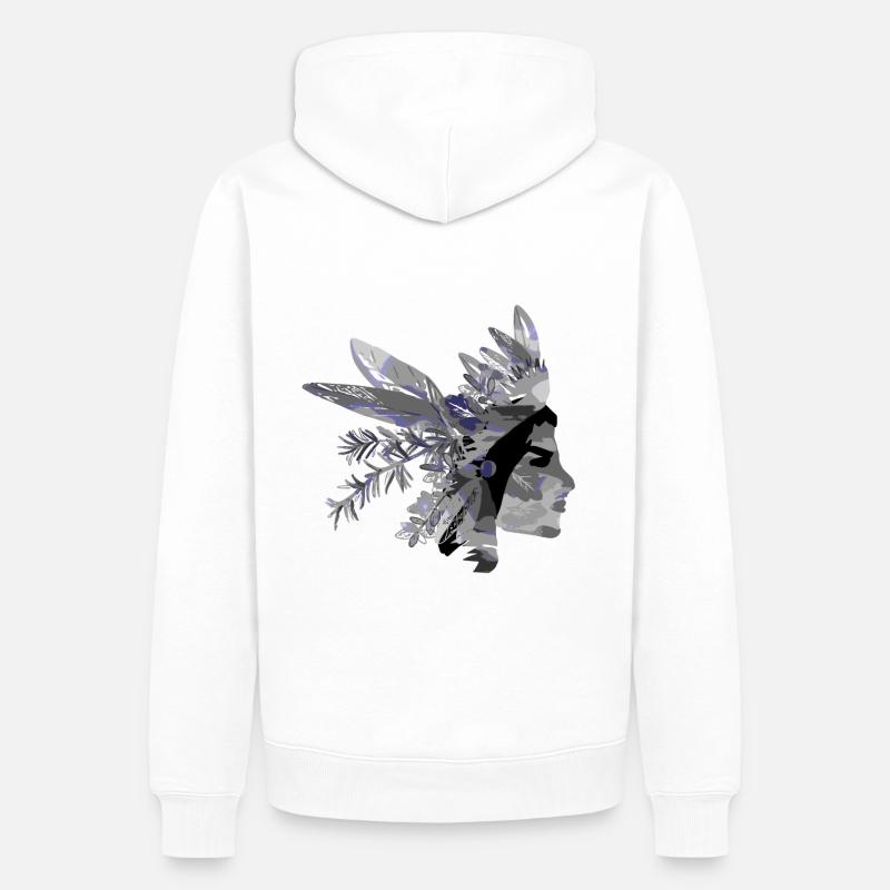 Indischer Schamane mit einer Kräuterfahne - Männer Premium Bio Hoodie - Weiß
