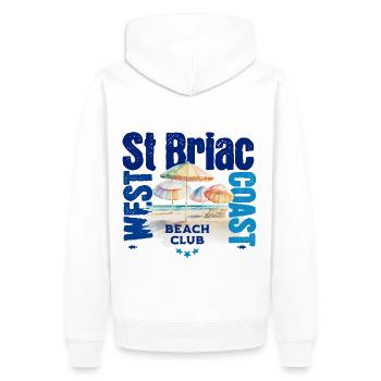 St. Briac Beach Club - Männer Premium Bio Hoodie - Weiß - Hinten - Nico (187cm)