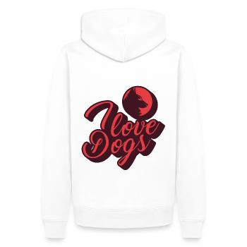 J'aime les chiens - Sweat à capuche Premium bio Homme - blanc - Dos - Nico (187cm)