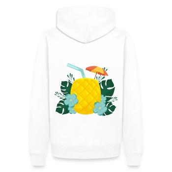 Boisson ananas / été / soleil - Sweat à capuche Premium bio Homme - blanc - Dos - Nico (187cm)