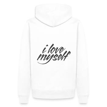 I Love Myself / Selbstbewusstsein - Männer Premium Bio Hoodie - Weiß - Hinten - Nico (187cm)