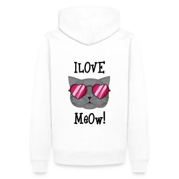 J'aime les chatons - Sweat à capuche Premium bio Homme - blanc - Dos - Nico (187cm)