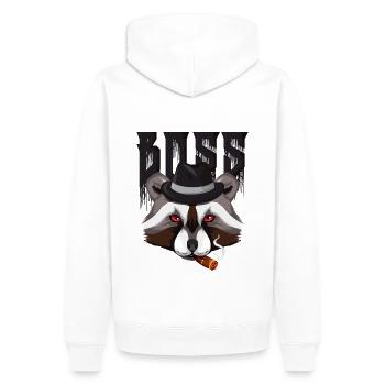 Mafia Boss Waschbär - Männer Premium Bio Hoodie - Weiß - Hinten - Nico (187cm)