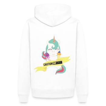 Caution extremely sweet unicorn - Männer Premium Bio Hoodie - Weiß - Hinten - Nico (187cm)