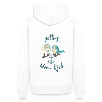 Mer-Ried - Married - Junggesellenabschied - Männer Premium Bio Hoodie - Weiß - Hinten - Nico (187cm)
