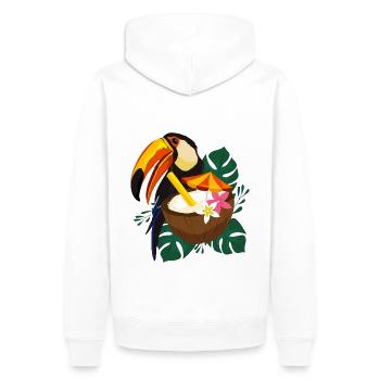 Toucan Summer - Poster - Männer Premium Bio Hoodie - Weiß - Hinten - Nico (187cm)