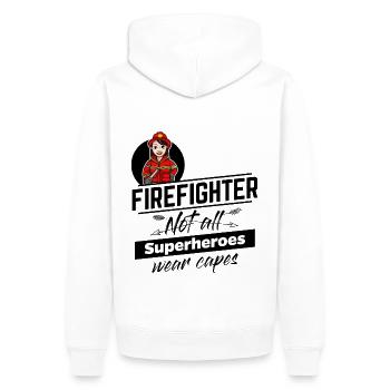 Feuerwehrfrau - Superheld ohne Umhang - Männer Premium Bio Hoodie - Weiß - Hinten - Nico (187cm)