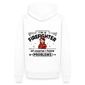Pompier - avec des problèmes - Sweat à capuche Premium bio Homme - blanc - Dos - Nico (187cm)
