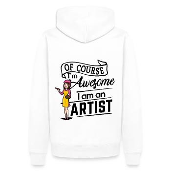 Künstlerin - Unglaublich - Männer Premium Bio Hoodie - Weiß - Hinten - Nico (187cm)