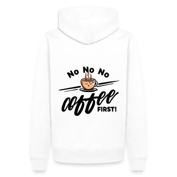 Grain de café - Non Non Non Café d'abord - Sweat à capuche Premium bio Homme - blanc - Dos - Nico (187cm)