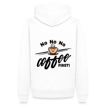 Grain de café - Non Non Non Café d'abord - Sweat à capuche Premium bio Homme - blanc - Dos - Nico (187cm)
