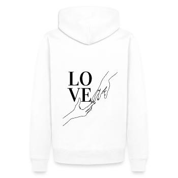 Love - Männer Premium Bio Hoodie - Weiß - Hinten - Nico (187cm)
