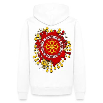 Occitanie - Sweat à capuche Premium bio Homme - blanc - Dos - Nico (187cm)