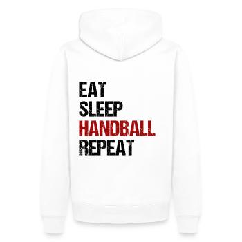 Eat Sleep Handball Repeat Sport Spiel Geschenk - Männer Premium Bio Hoodie - Weiß - Hinten - Nico (187cm)