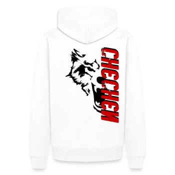 Chechnya wolf Chechen Borz - Männer Premium Bio Hoodie - Weiß - Hinten - Nico (187cm)