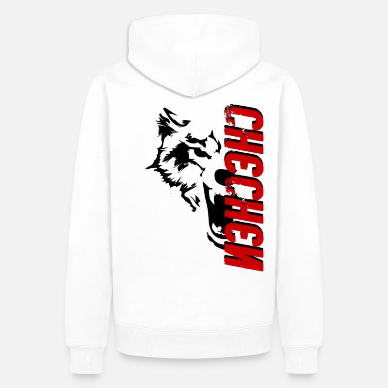 Chechnya wolf Chechen Borz - Männer Premium Bio Hoodie - Weiß