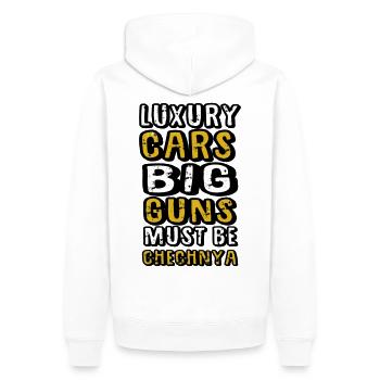 Chechnya Lifestyle. Chechen Dreams - Männer Premium Bio Hoodie - Weiß - Hinten - Nico (187cm)