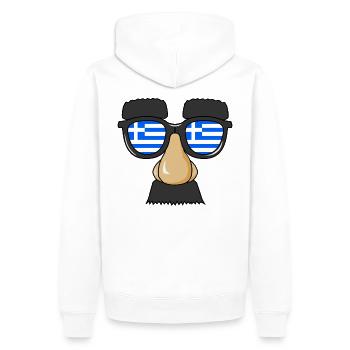 Funny Greek Face, Greek Flag. Greek Grandpa - Männer Premium Bio Hoodie - Weiß - Hinten - Nico (187cm)