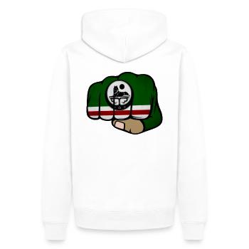 Équipement tchétchène MMA, drapeau tchétchène, fierté tchétchène - Sweat à capuche Premium bio Homme - blanc - Dos - Nico (187cm)