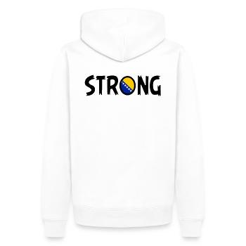 Strong Bosnia, Cool Bosnia Flag, Bosna DNA, Bosnia - Männer Premium Bio Hoodie - Weiß - Hinten - Nico (187cm)