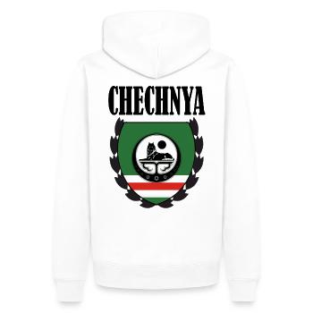 Drapeau tchétchène cool, vacances en Tchétchénie, fier tchétchène - Sweat à capuche Premium bio Homme - blanc - Dos - Nico (187cm)