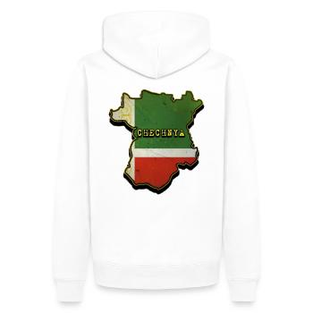 Carte de la Tchétchénie, drapeau tchétchène, Tchétchénie - Sweat à capuche Premium bio Homme - blanc - Dos - Nico (187cm)