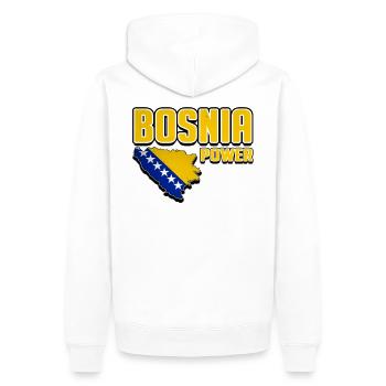 Bosnia Power, Bosnian Map, Bosna, Bosnia Flag - Männer Premium Bio Hoodie - Weiß - Hinten - Nico (187cm)