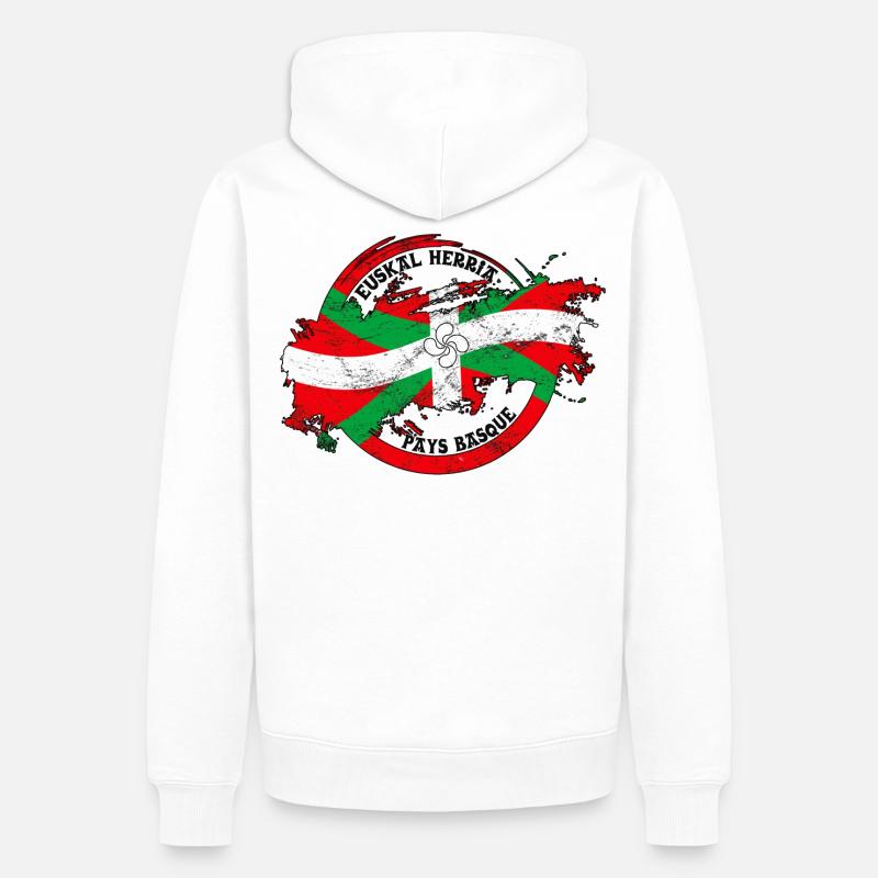 Ikurriña, drapeau du pays Basque - Sweat à capuche Premium bio Homme - blanc