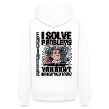 Ingenieur – Für leichte Hintergründe - Männer Premium Bio Hoodie - Weiß - Hinten - Nico (187cm)