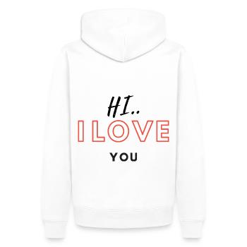 Hi I love YOU - Männer Premium Bio Hoodie - Weiß - Hinten - Nico (187cm)