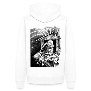 Hase im Haus am Rand - Männer Premium Bio Hoodie - Weiß - Hinten - Nico (187cm)