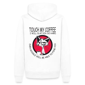 Don't Touch My Coffee - Gift - Men’s Premium Organic Hoodie - white - Back - Nico (187cm)
