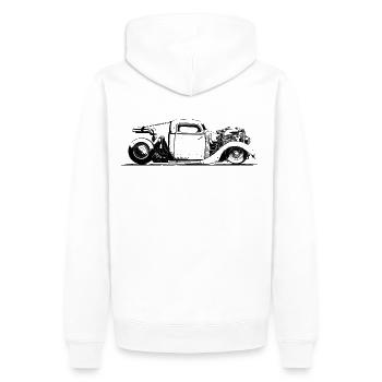 rat truck - Männer Premium Bio Hoodie - Weiß - Hinten - Nico (187cm)