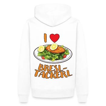 I Love Bresltackerl - dunkel - Männer Premium Bio Hoodie - Weiß - Hinten - Nico (187cm)