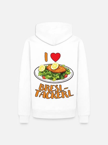 I Love Bresltackerl - dunkel - Männer Premium Bio Hoodie - Weiß